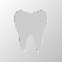 Silhouette of tooth. Simple icon. Paper design. Cutted symbol. P