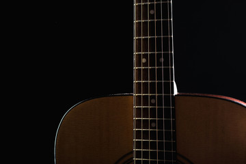 acoustic guitar on a black background