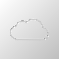 Simple cloud. Linear symbol with thin outline. Paper design. Cut