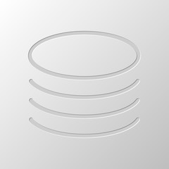 Database icon. Simple linear symbol, thin outline. Paper design.