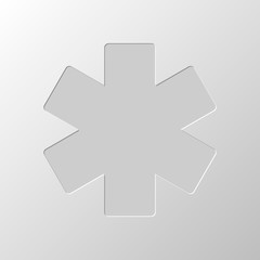 star of life. Paper design. Cutted symbol. Pitted style