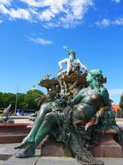 The Neptune Fountain in the Alexanderplatz district of Berlin Germany