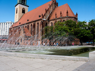 The St Marienkirche in the Alexanderplatz district of Berlin Germany