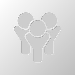 Team group icon. Paper design. Cutted symbol. Pitted style