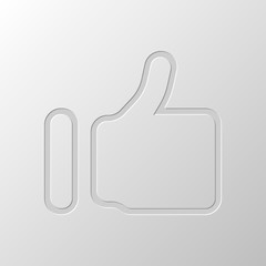 Simple like icon. Social symbol. Paper design. Cutted symbol. Pi