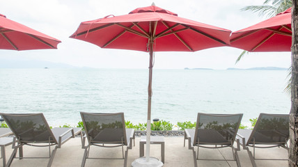 Red umbrella at beach 