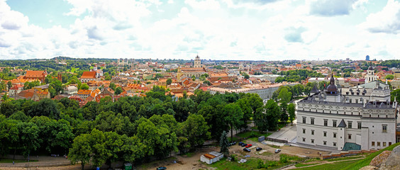 Panoramic aerial view of Vilnius old town, Lithuania