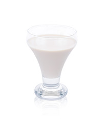 Glass of milk on white background