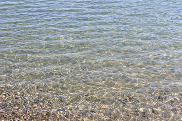 Clean clear sea water ripples on surface horizontal background