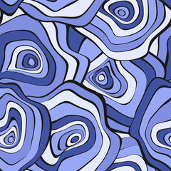 Fototapeta na wymiar Wavy Deformed Spots. Blue Abstract Background. Seamless Pattern with Distorted Circles. Vector Psychedelic Illustration with Colorful Rounds. Wave Seamless Pattern for Fabric, Textile, Cloth Design.