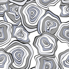 Vector Distorted Rounds. Abstract Seamless Pattern in Hipster Style. Hand Drawn Background with Wavy Circles. Psychedelic Flowing Abstraction. Seamless Wave Pattern for Fabric, Textile, Paper, Cloth.