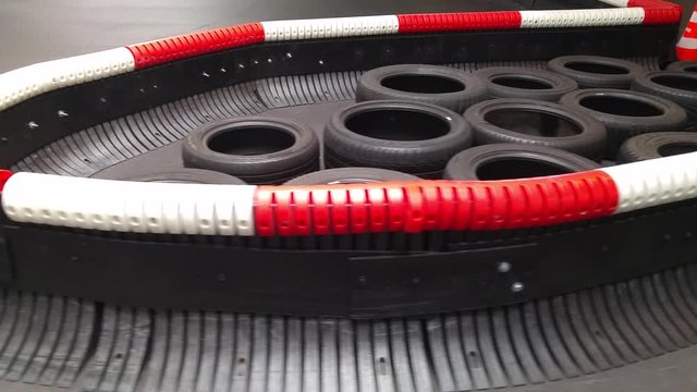 tire bumpers of a go kart race track