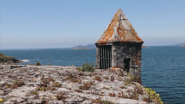 View from Baiona ancient Monterreal Fort onto the ocean and surrounding islands