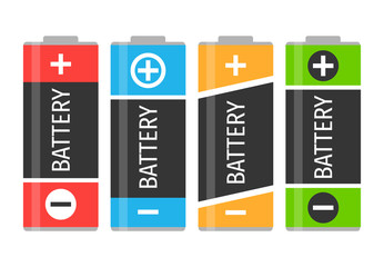 A set of four colorful batteries