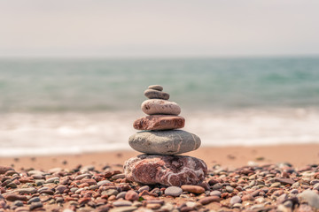 Pile of stones on the beach