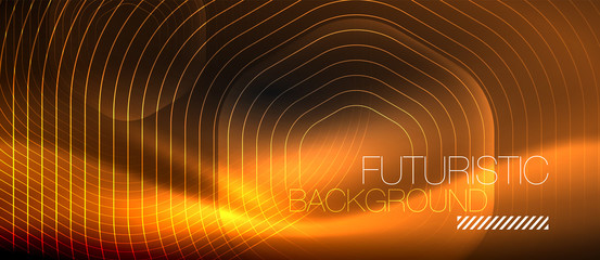 Neon glowing lines, magic energy space light concept, abstract background wallpaper design