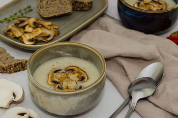 Mushroom soup. Cream soup with mushrooms 