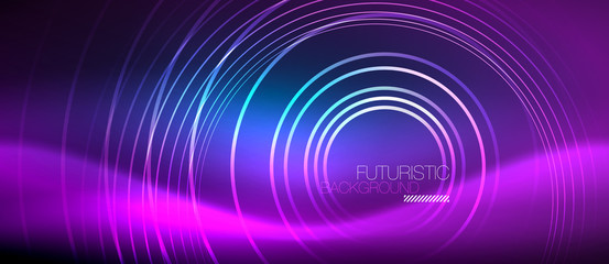 Neon glowing circles background