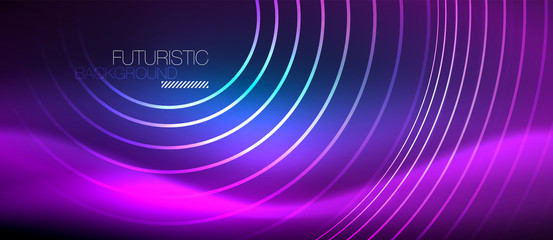 Neon glowing circles background