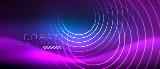 Neon glowing circles background