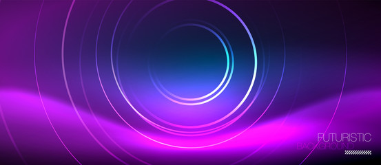 Neon glowing circles background