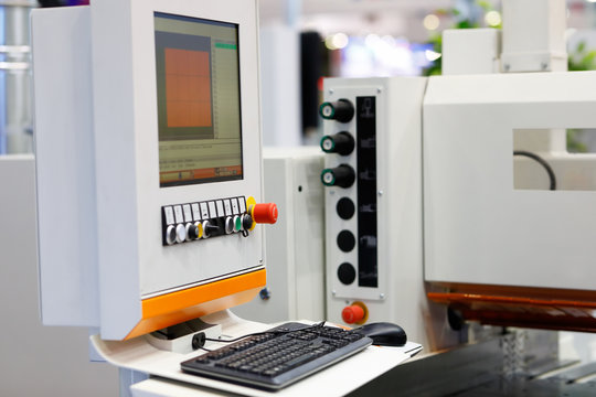 CNC control console of industrial equipment