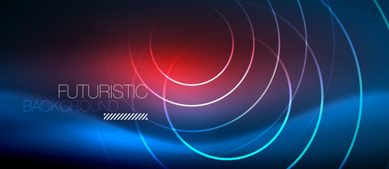 Neon glowing circles background