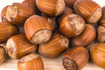 Close up on hazelnuts