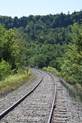 Fototapeta na wymiar Railroad tracks with escarpment 