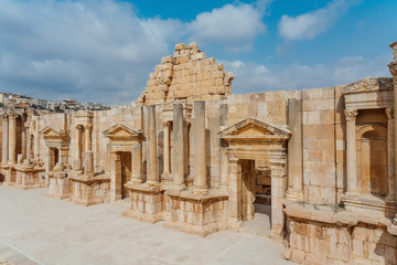 Fototapeta premium South Theater, Ancient Roman city of Gerasa of Antiquity , modern Jerash, Jordan