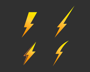 Lightning bolt, electricity power vector set