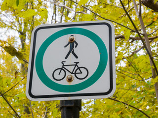 Bike lane go straight and speed limited signs.