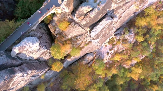 Bridge Crossing an Incredible Rock Formation at Sunset
