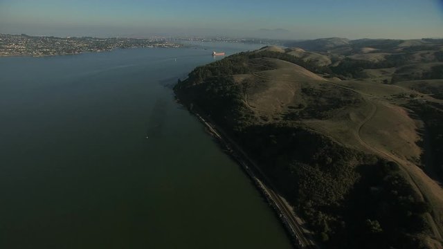 Aerial San Francisco Carquinez Strait Ship California USA