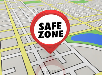 Safe Zone Danger Free Safety Location Map Pin 3d Illustration