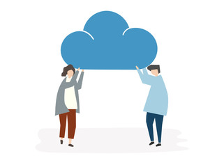 Illustration of people avatar cloud connection concept