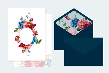 Floral invitation card mockup illustration