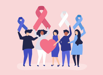 People holding different ribbons to support the causes they care about