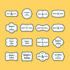 Set of classic style wedding invitation badges