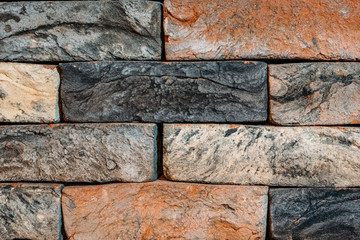 Old vintage brick wall surface texture background, grunge rough concrete blocks backdrop for design
