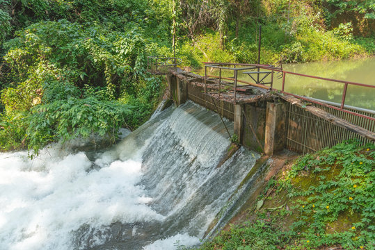 small dam in nature landscape view background
