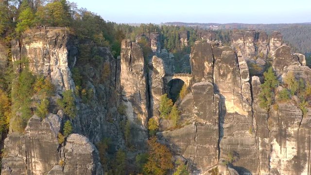 Bridge Crossing an Incredible Rock Formation at Sunset