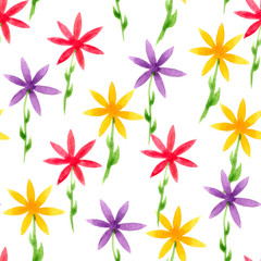 Cute watercolor floral seamless pattern. Colorful 