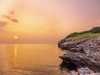 sunset in koh sichang popular with good weather in Chon Buri province at Thailand 