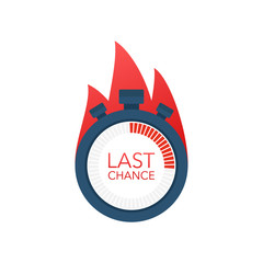 last chance and last minute offer with clock signs banners, business commerce shopping concept. Vector illustration.