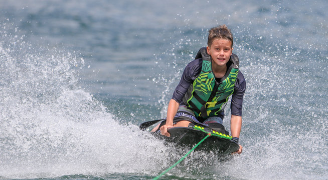 Boat Kneeboarding on Lake