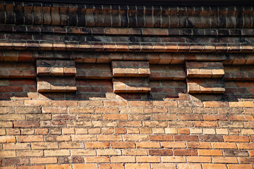 Brick patterns on church wall