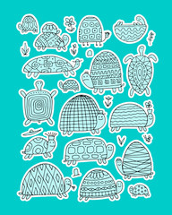 Funny turtles collection, sketch for your design