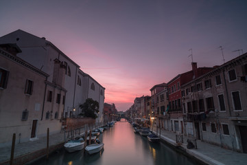 View on Rio  di San Girolamo in venice at sunset