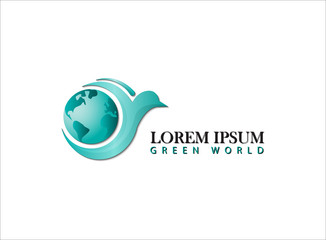 logo green world with bird